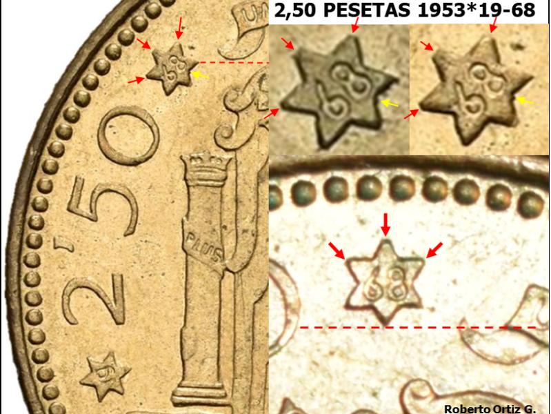 2’50 Pesetas 1953*(19-68). Estado Español. La estrella 68.